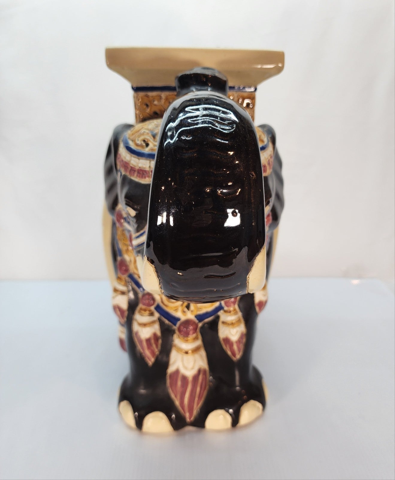 Vintage Ceramic Elephant Plant Stand Hand Painted