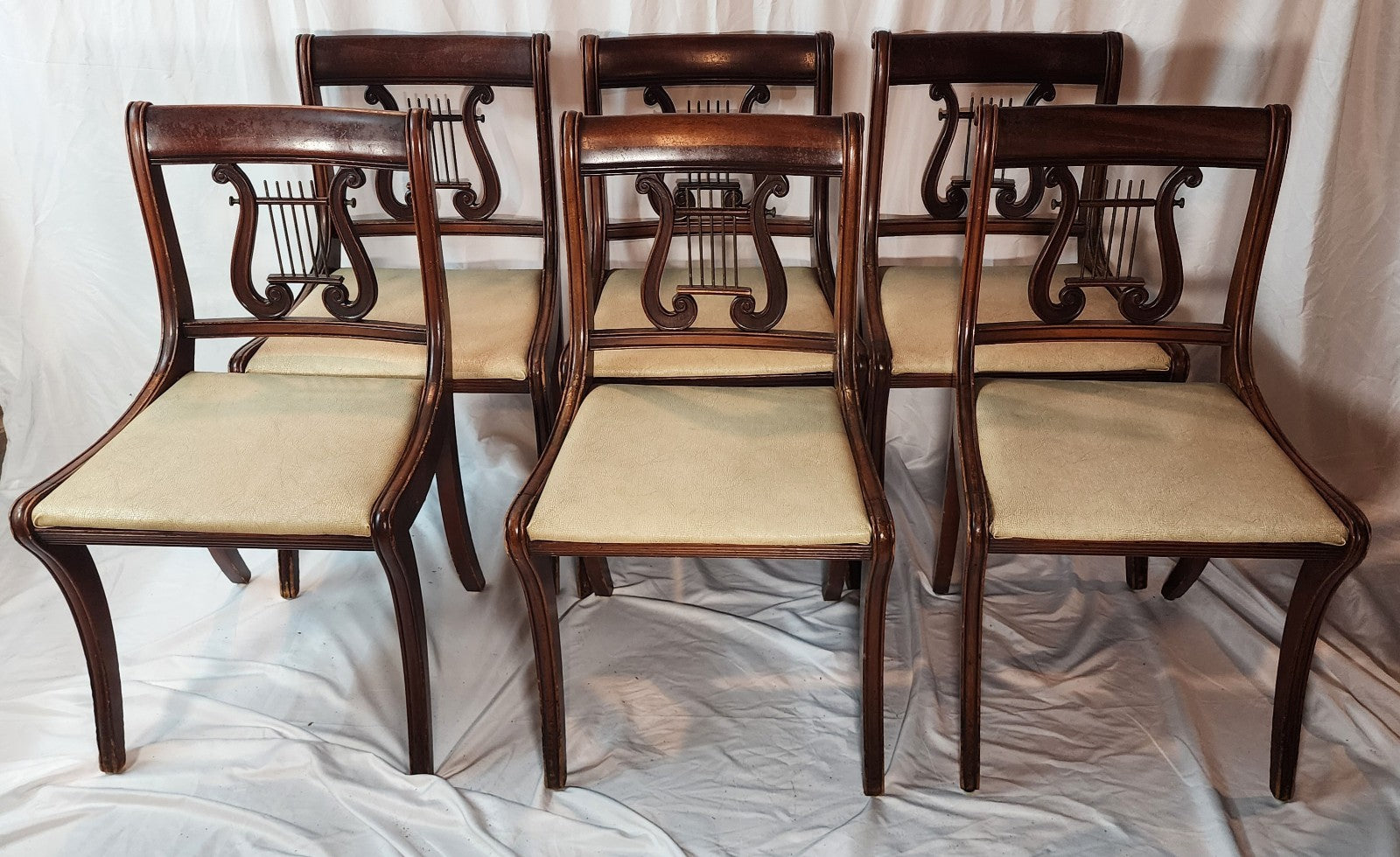 Harp back - Lyre-shaped Backrest Dining Chairs - Set of 6