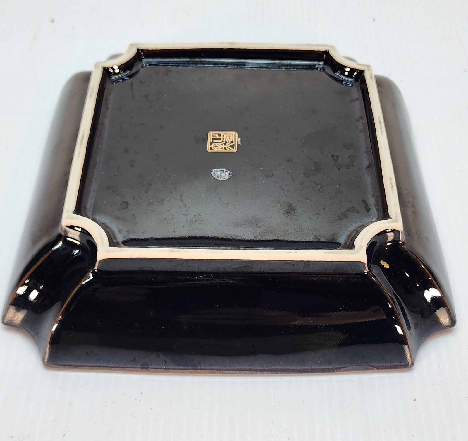 Andrea By Shadek Black  Sq. Tray W/Quail Birds/Florals-Yamaji-Japanese-VTG