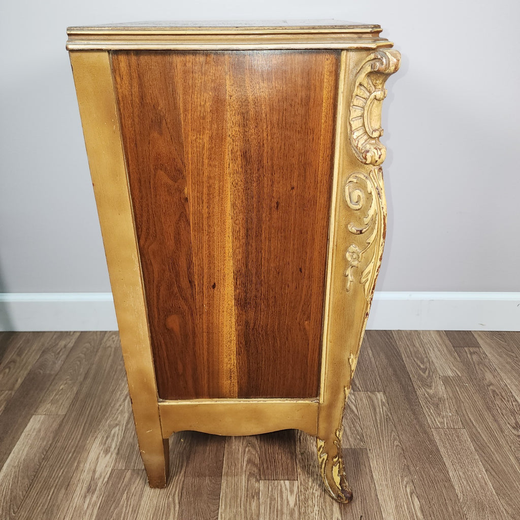 Antique Joerns Nightstand Cabinet Walnut Hand Carved French Provincial Style