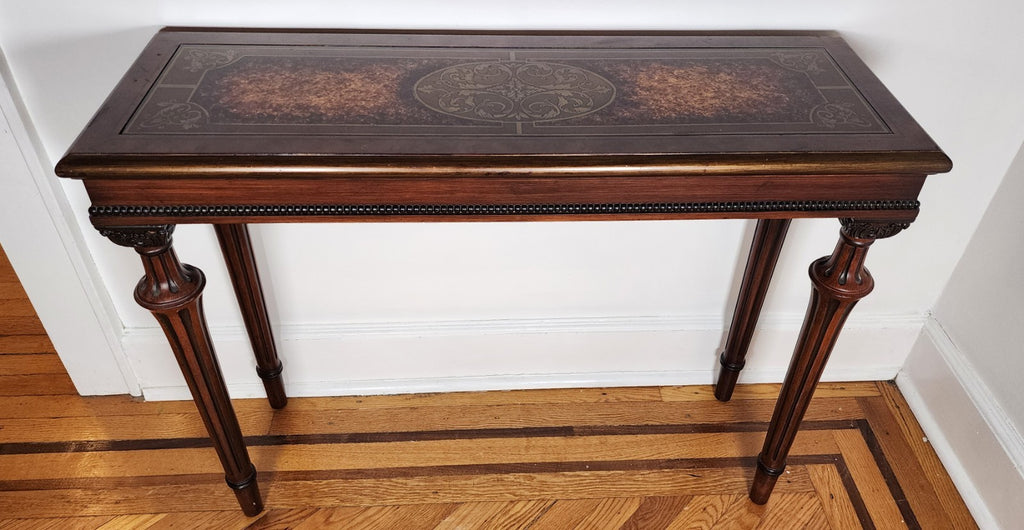 Glass Top Wood Console or Entry Table