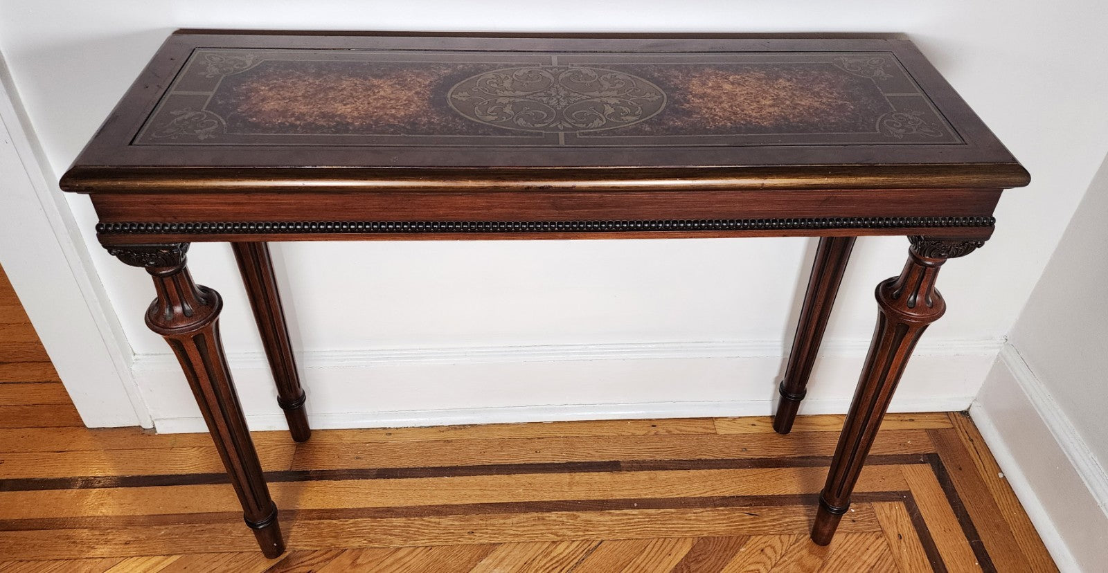 Glass Top Wood Console or Entry Table