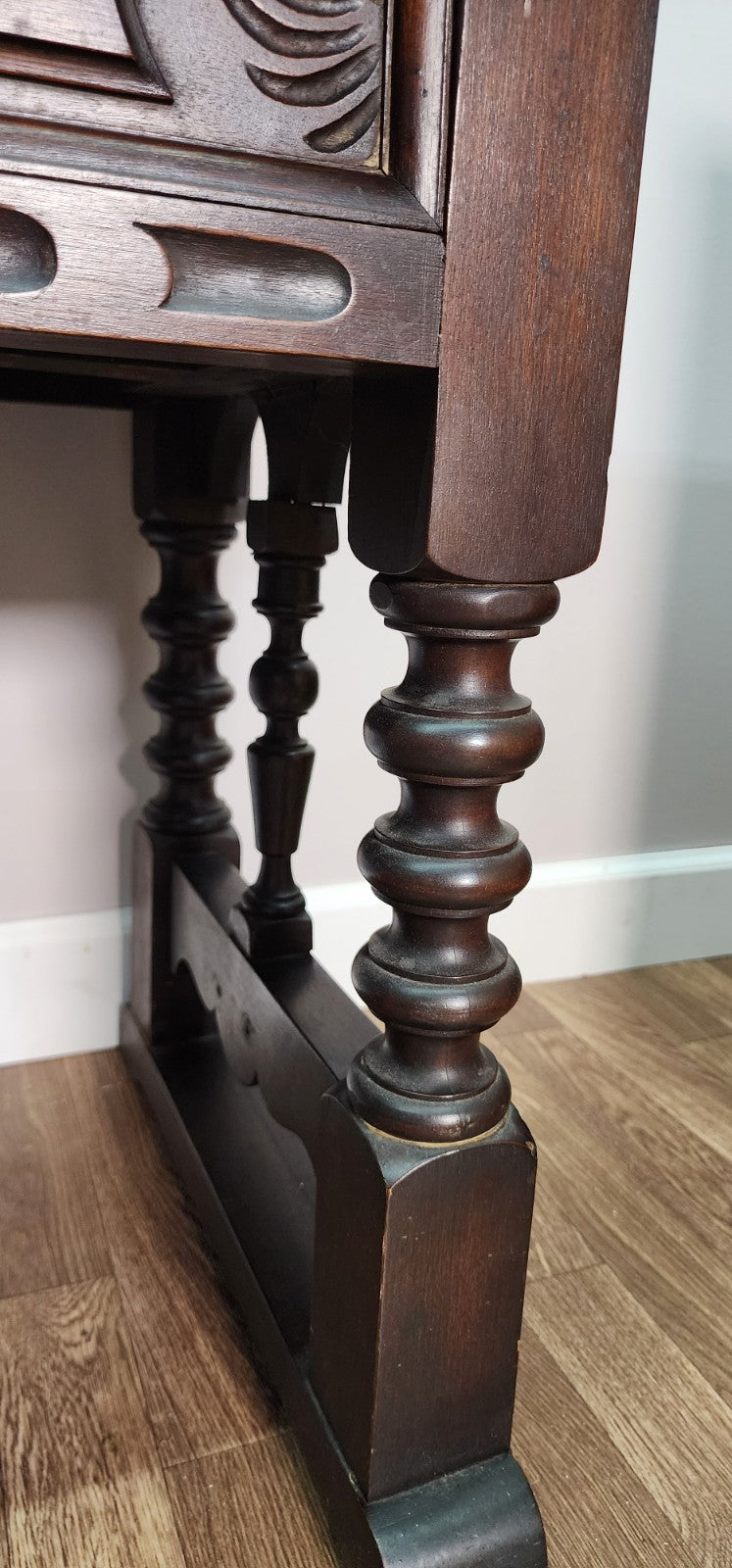Antique Turned Leg Wood Entry or Console Table