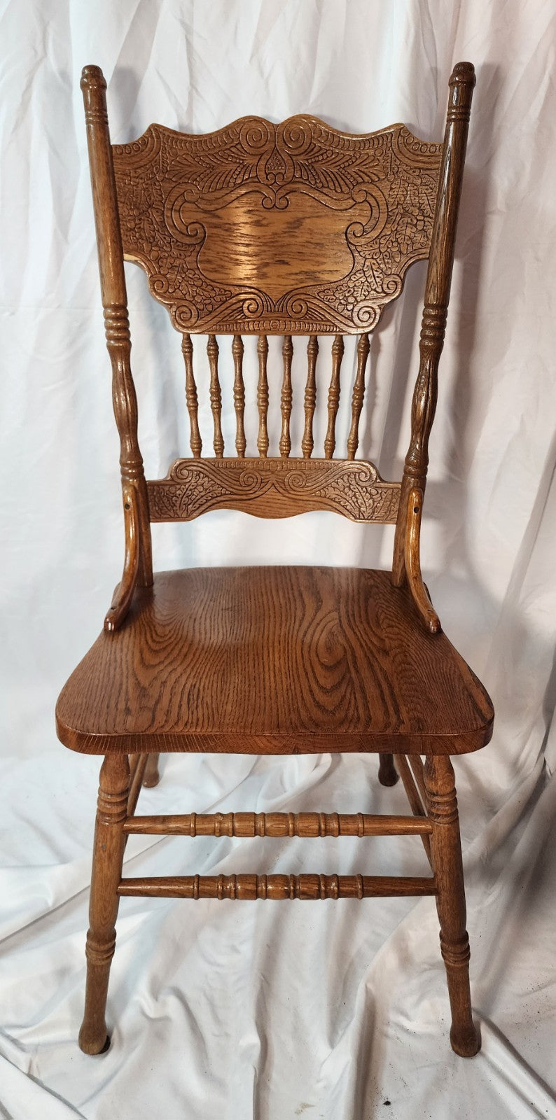 3 High End Vintage Solid Pressed Back Rustic Country Style Dining Chairs