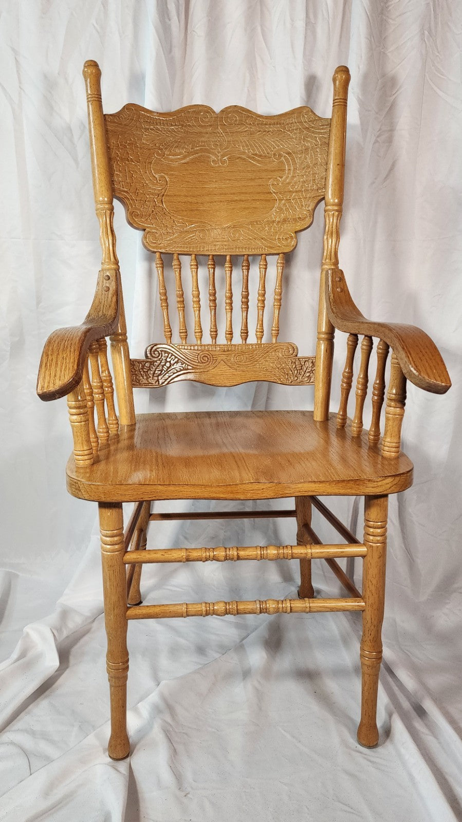 Vintage Antique Press Back Chairs Including 1 Armchair
