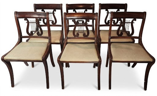 Harp back - Lyre-shaped Backrest Dining Chairs - Set of 6