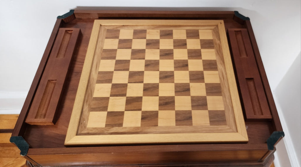 Vintage Butler Cherry Lift Top Game Table With Games and Pieces