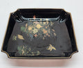 Andrea By Shadek Black  Sq. Tray W/Quail Birds/Florals-Yamaji-Japanese-VTG