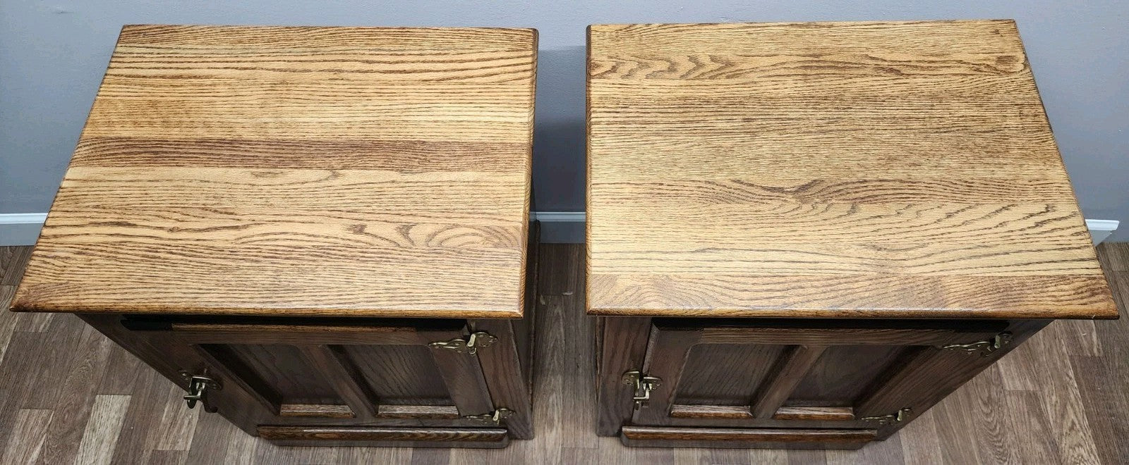 Pair of Vintage-Style White Clad Oak Ice Box Cabinets