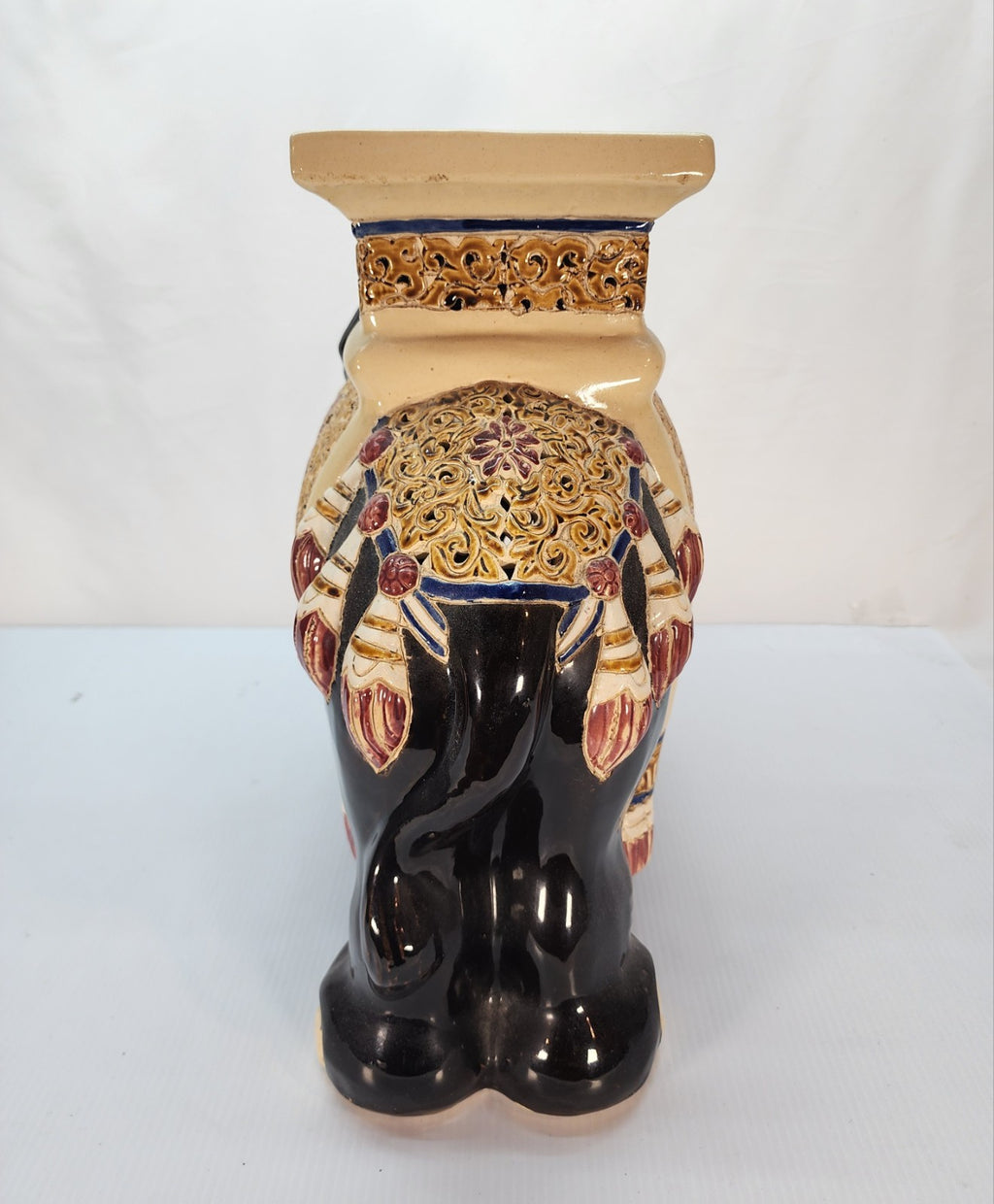 Vintage Ceramic Elephant Plant Stand Hand Painted