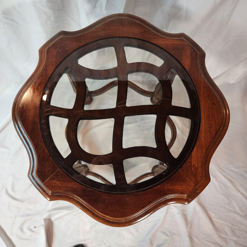 1981 Gordon Antique Glass Top Side Table