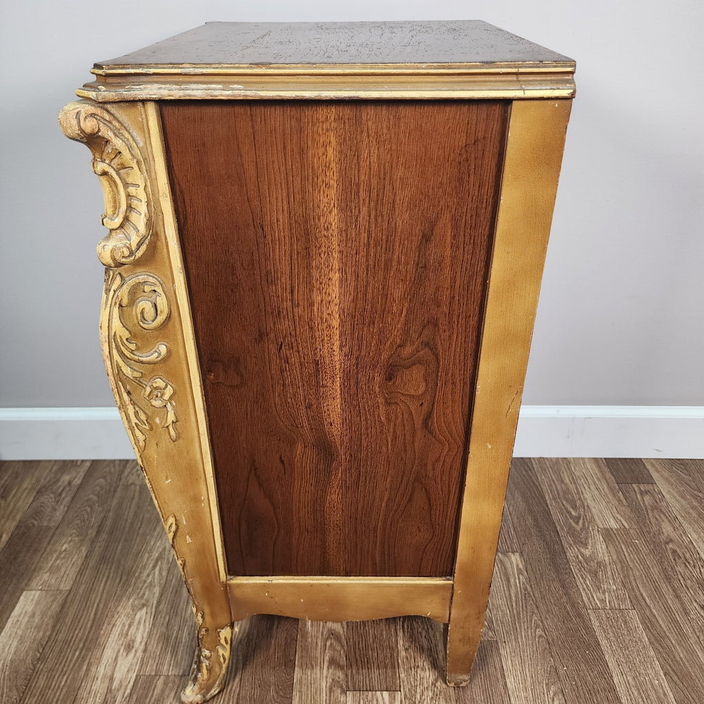 Antique Joerns Nightstand Cabinet Walnut Hand Carved French Provincial Style