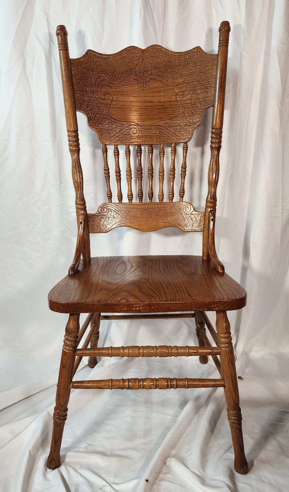 3 High End Vintage Solid Pressed Back Rustic Country Style Dining Chairs