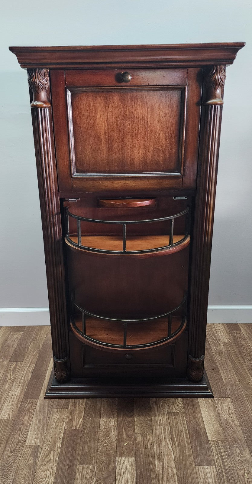 Howard Miller Cognac Hide-A-Bar Living Room Wine Cabinet