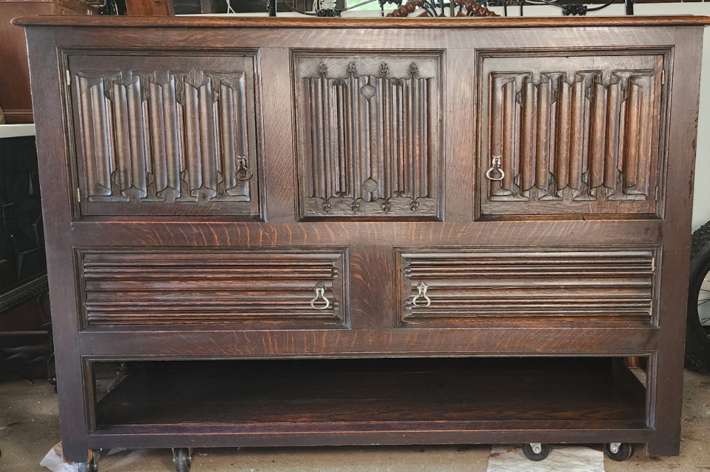 Antique Jacobean Console Entry Cabinet