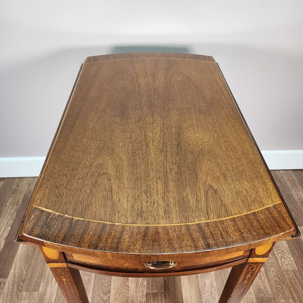 Antique Council Craftsman Inlaid Mahogany George III Federal Drop Leaf Table