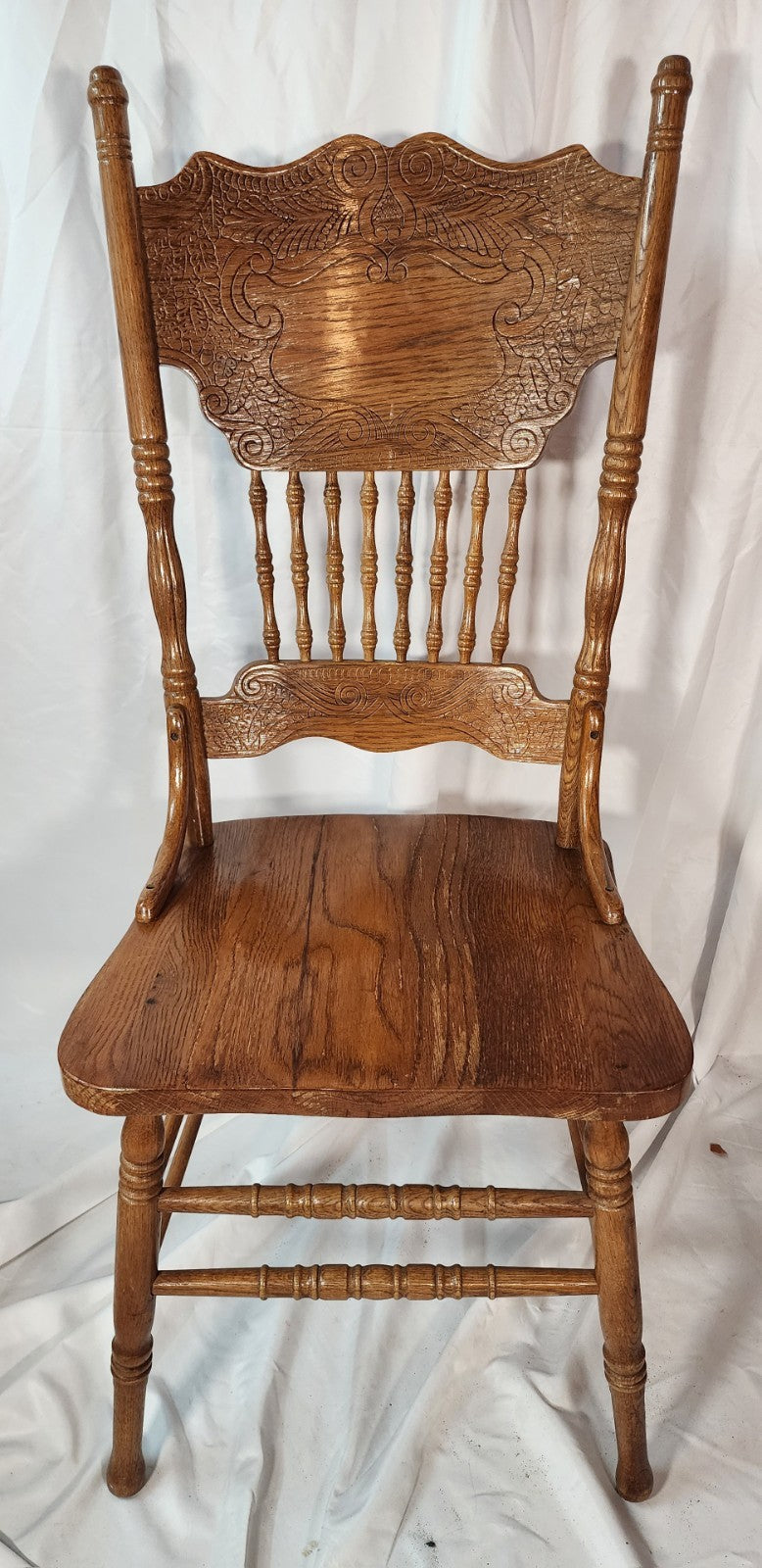 3 High End Vintage Solid Pressed Back Rustic Country Style Dining Chairs