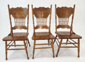 3 High End Vintage Solid Pressed Back Rustic Country Style Dining Chairs