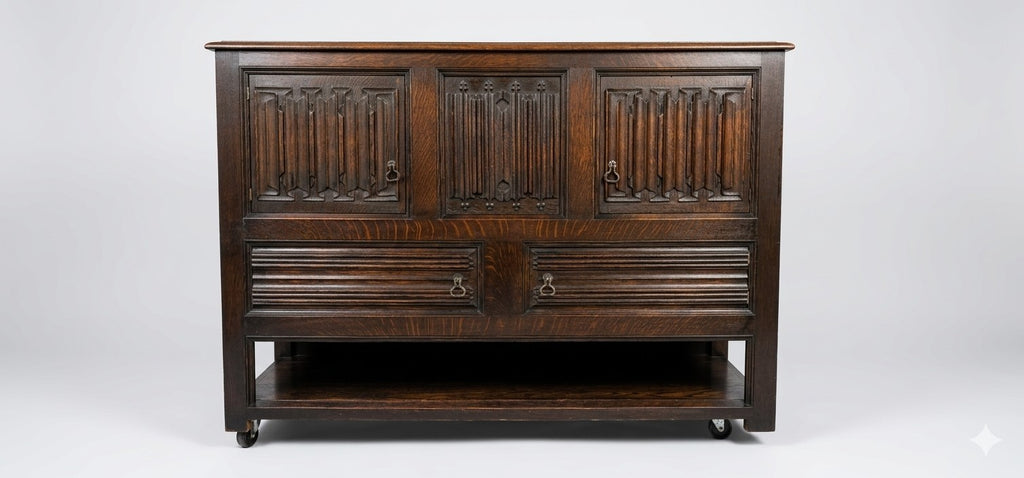 Antique Jacobean Console Entry Cabinet