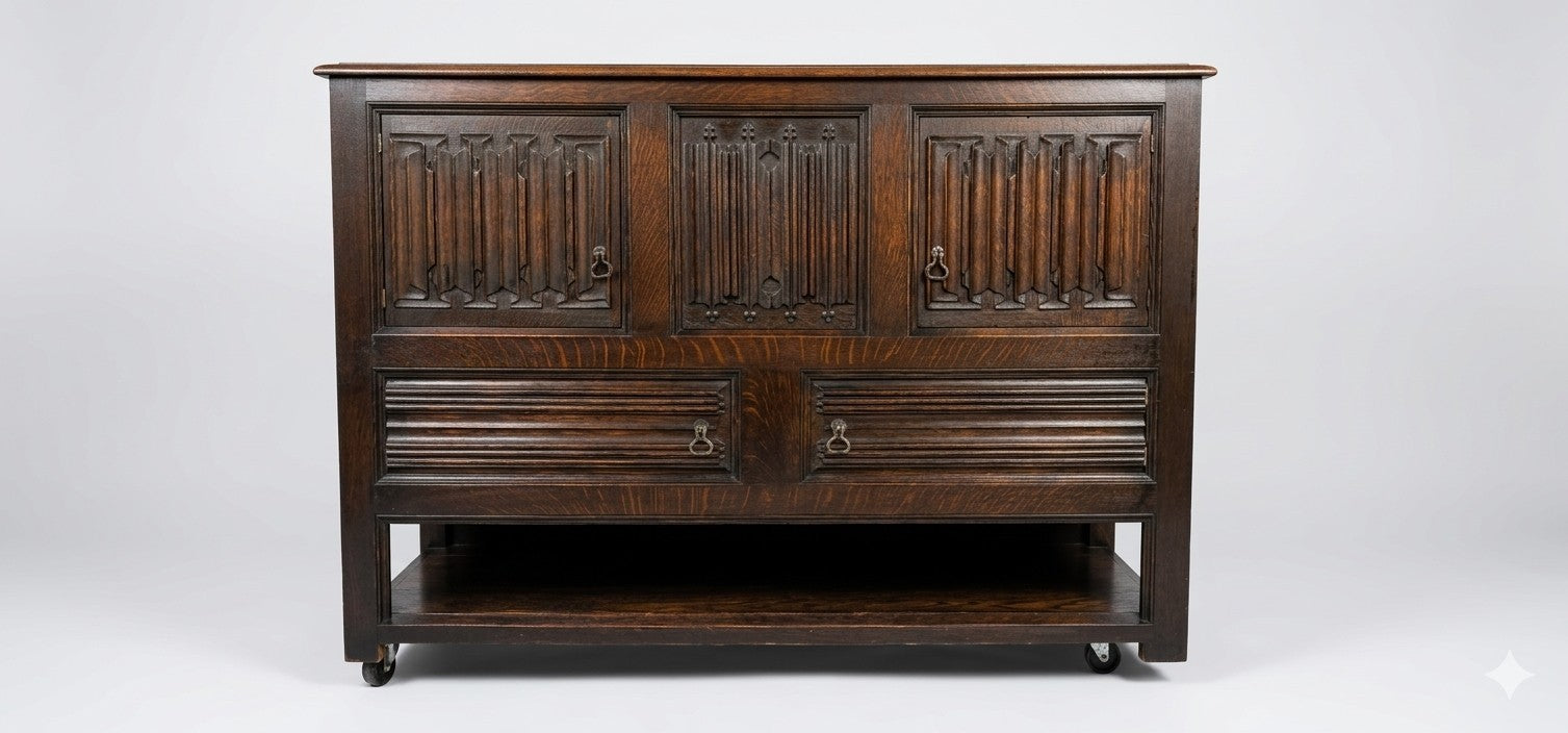 Antique Jacobean Console Entry Cabinet