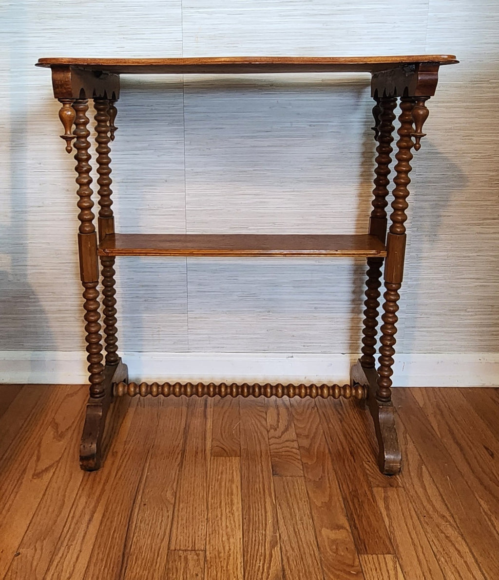 Antique Victorian Side Table With Shelf, Late 19th Century