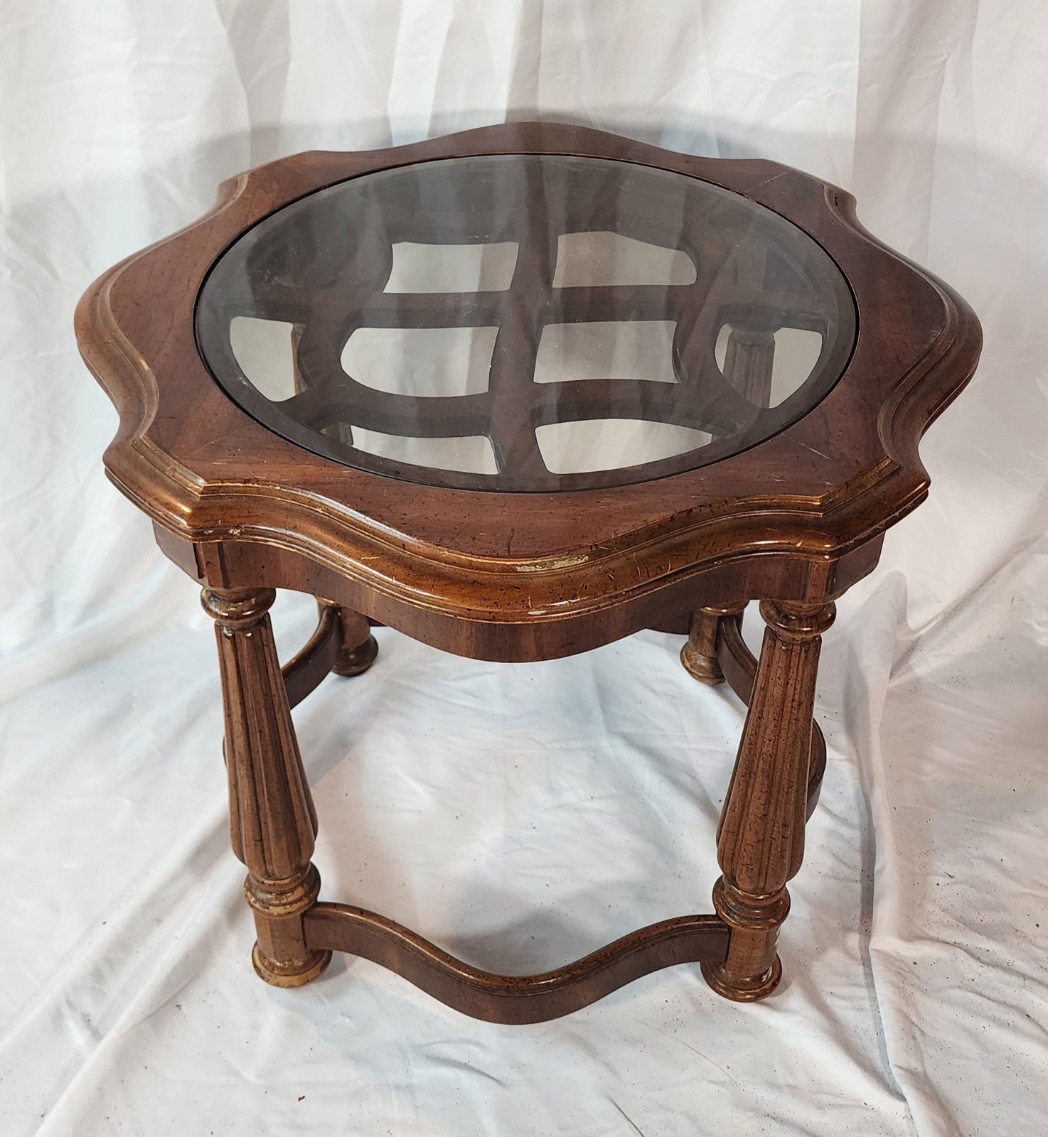 1981 Gordon Antique Glass Top Side Table