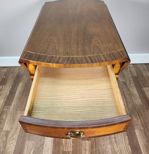 Antique Council Craftsman Inlaid Mahogany George III Federal Drop Leaf Table