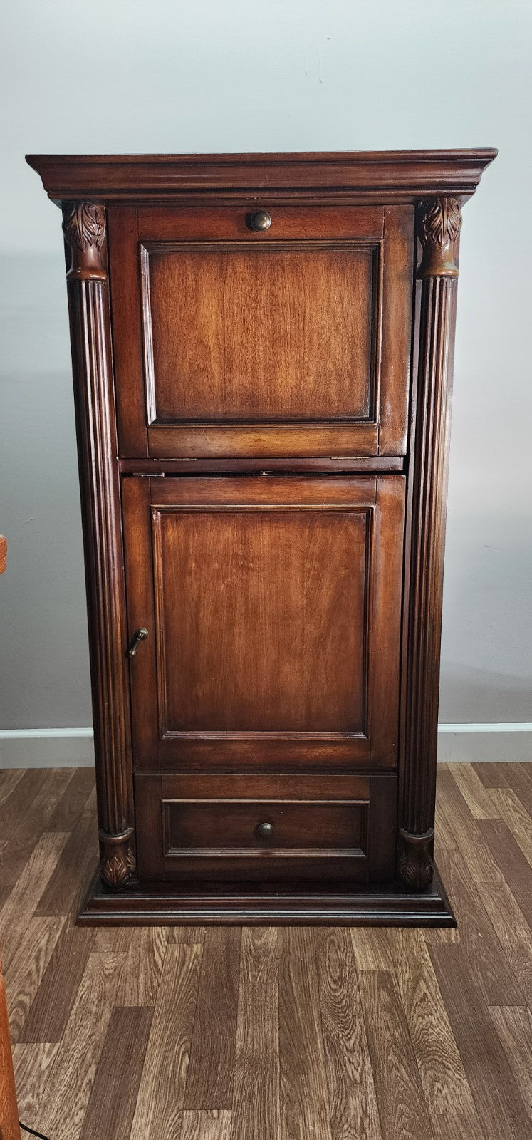 Howard Miller Cognac Hide-A-Bar Living Room Wine Cabinet