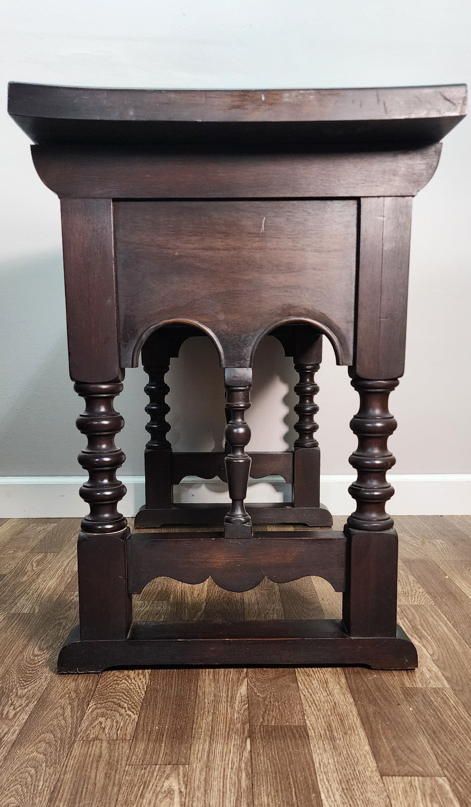 Antique Turned Leg Wood Entry or Console Table