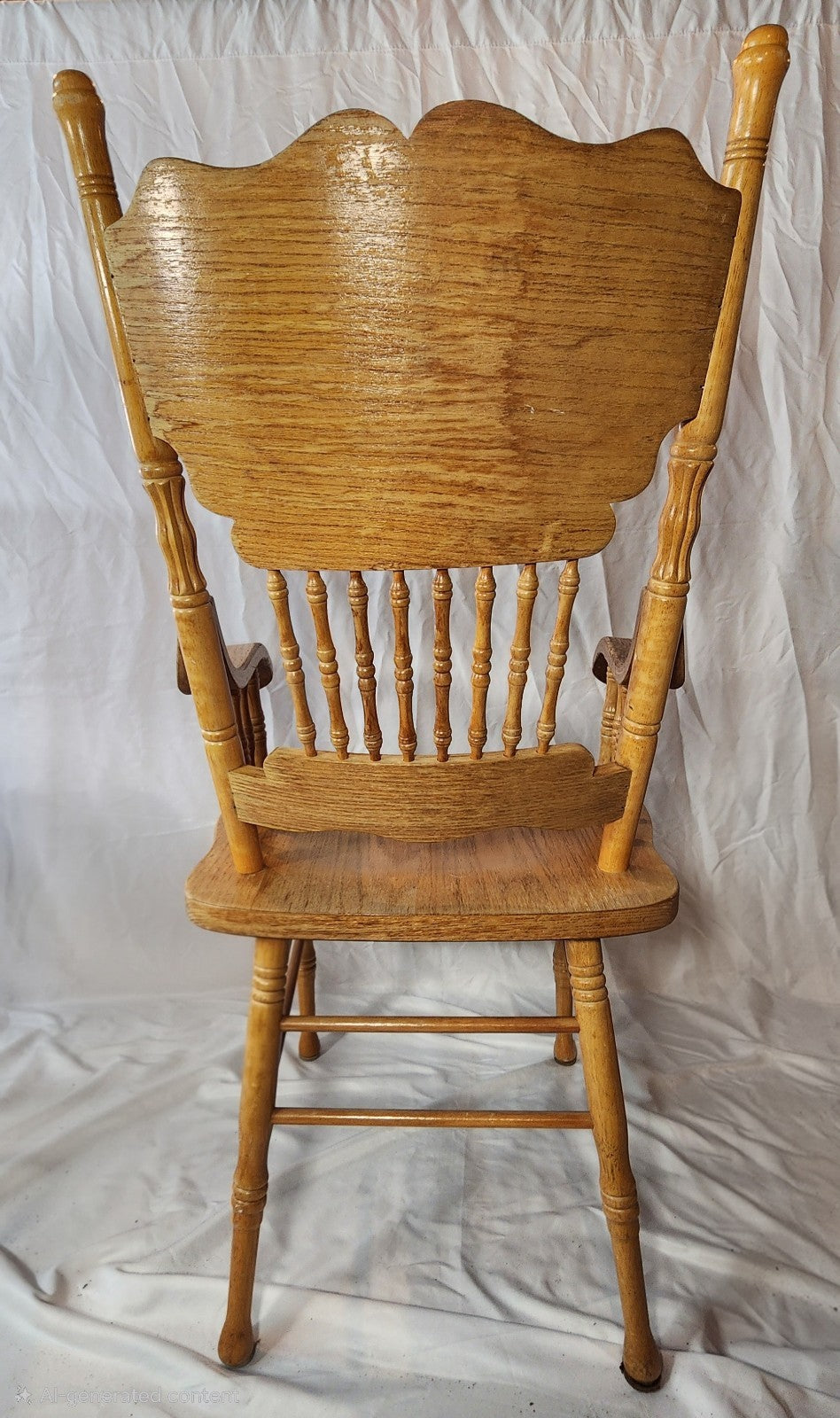Vintage Antique Press Back Chairs Including 1 Armchair
