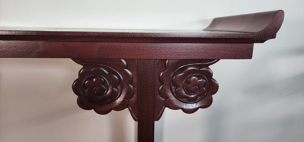Vintage Pagoda Style Carved Ornate Alter Console Table