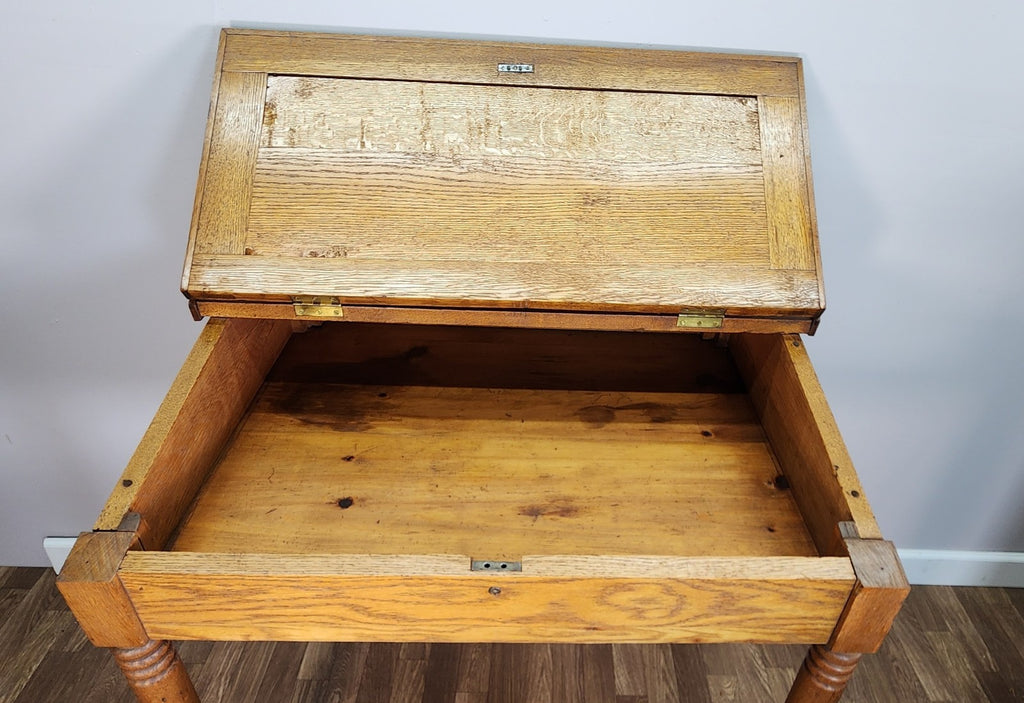 Slant Lift Top Desk Pine Mid 1800s  Antique Dovetailed