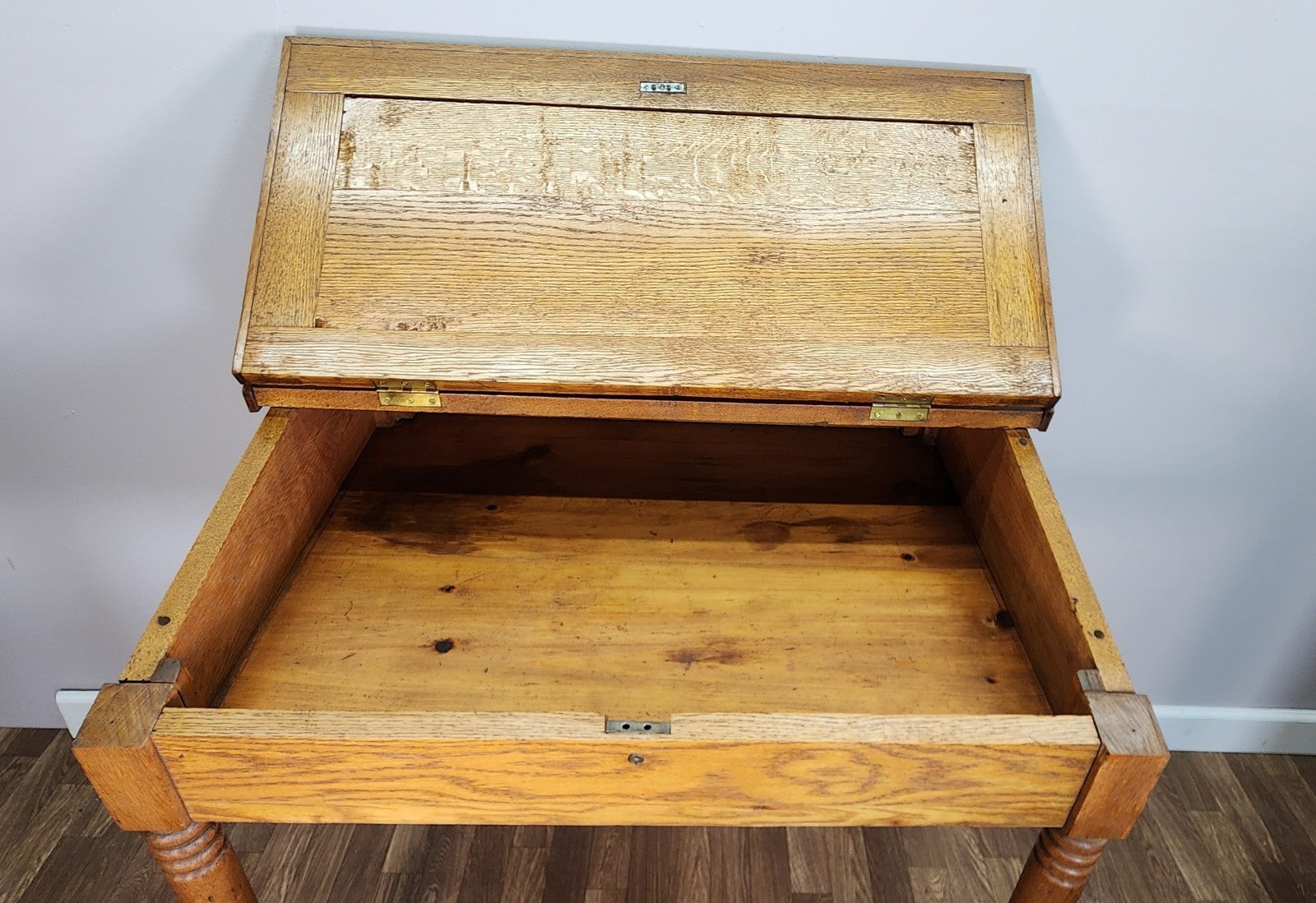 Slant Lift Top Desk Pine Mid 1800s  Antique Dovetailed