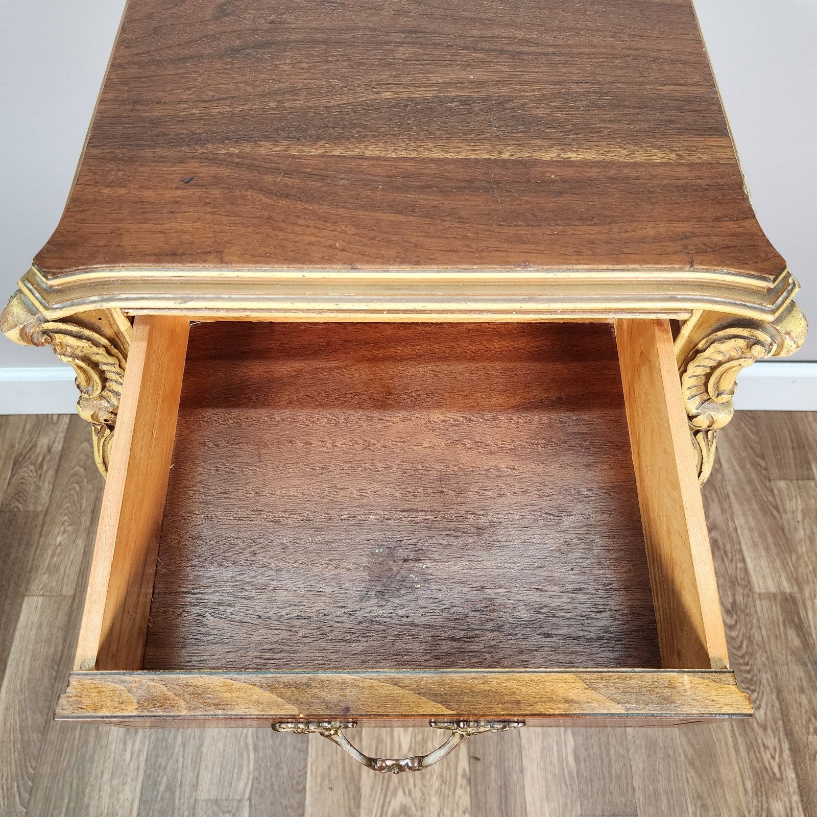 Antique Joerns Nightstand Cabinet Walnut Hand Carved French Provincial Style