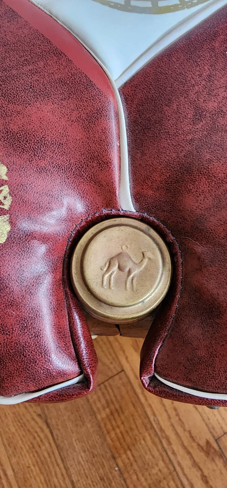 Red Camel Saddle Stool, Ottoman Bench Seat, Wooden Camel Foot Stool