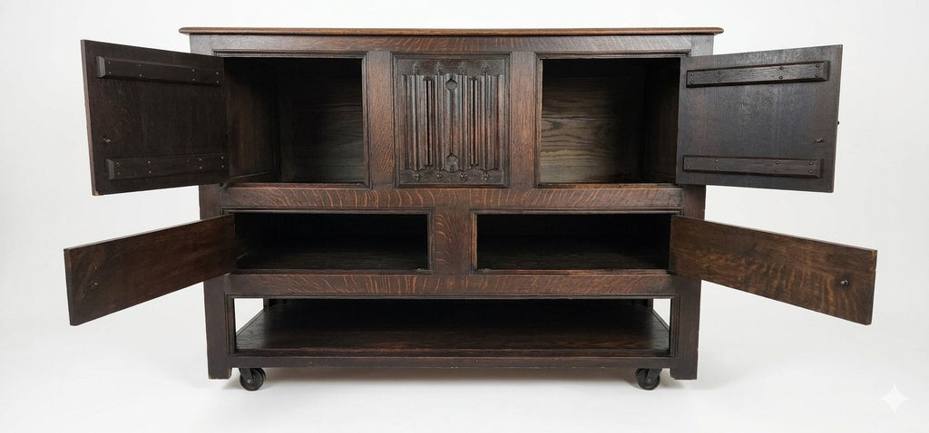 Antique Jacobean Console Entry Cabinet