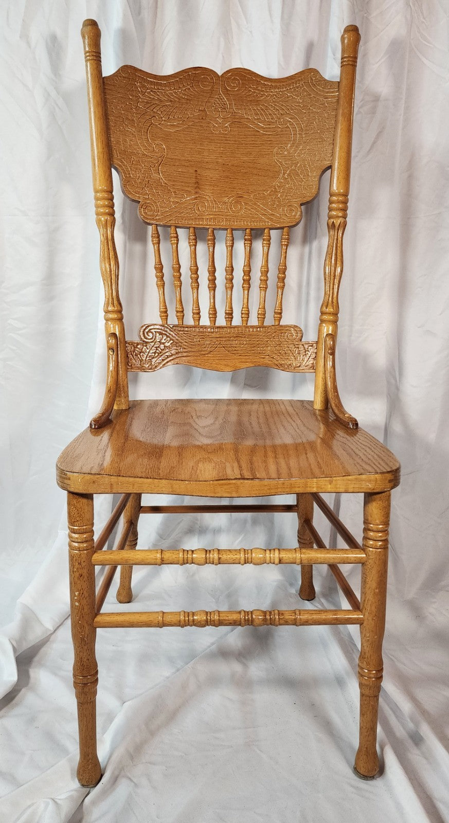 Vintage Antique Press Back Chairs Including 1 Armchair