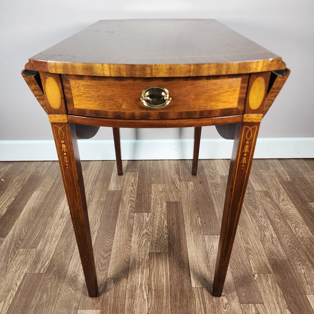 Antique Council Craftsman Inlaid Mahogany George III Federal Drop Leaf Table