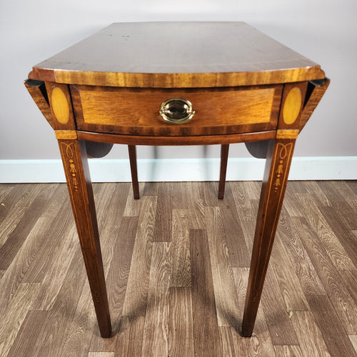 Antique Council Craftsman Inlaid Mahogany George III Federal Drop Leaf Table