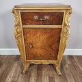 Antique Joerns Nightstand Cabinet Walnut Hand Carved French Provincial Style
