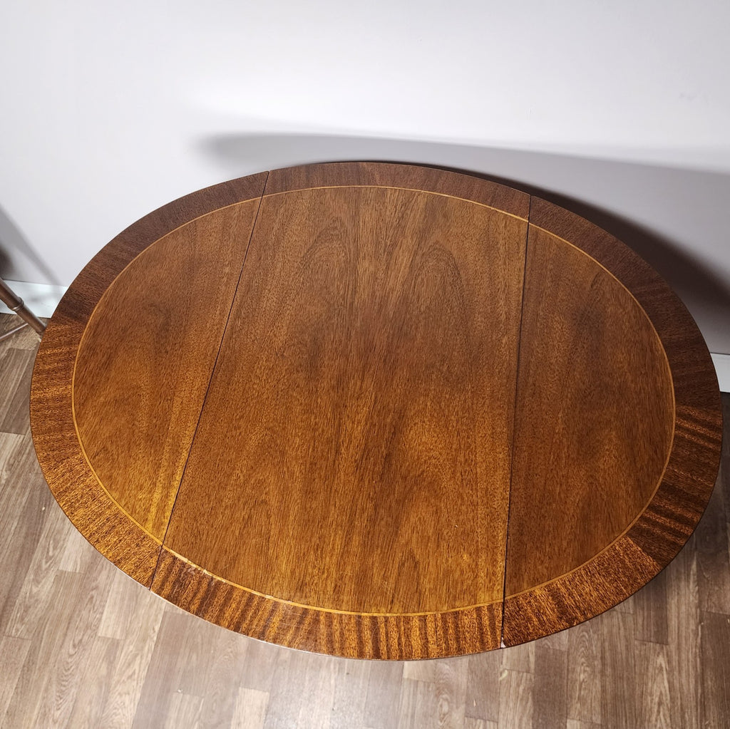 Antique Council Craftsman Inlaid Mahogany George III Federal Drop Leaf Table