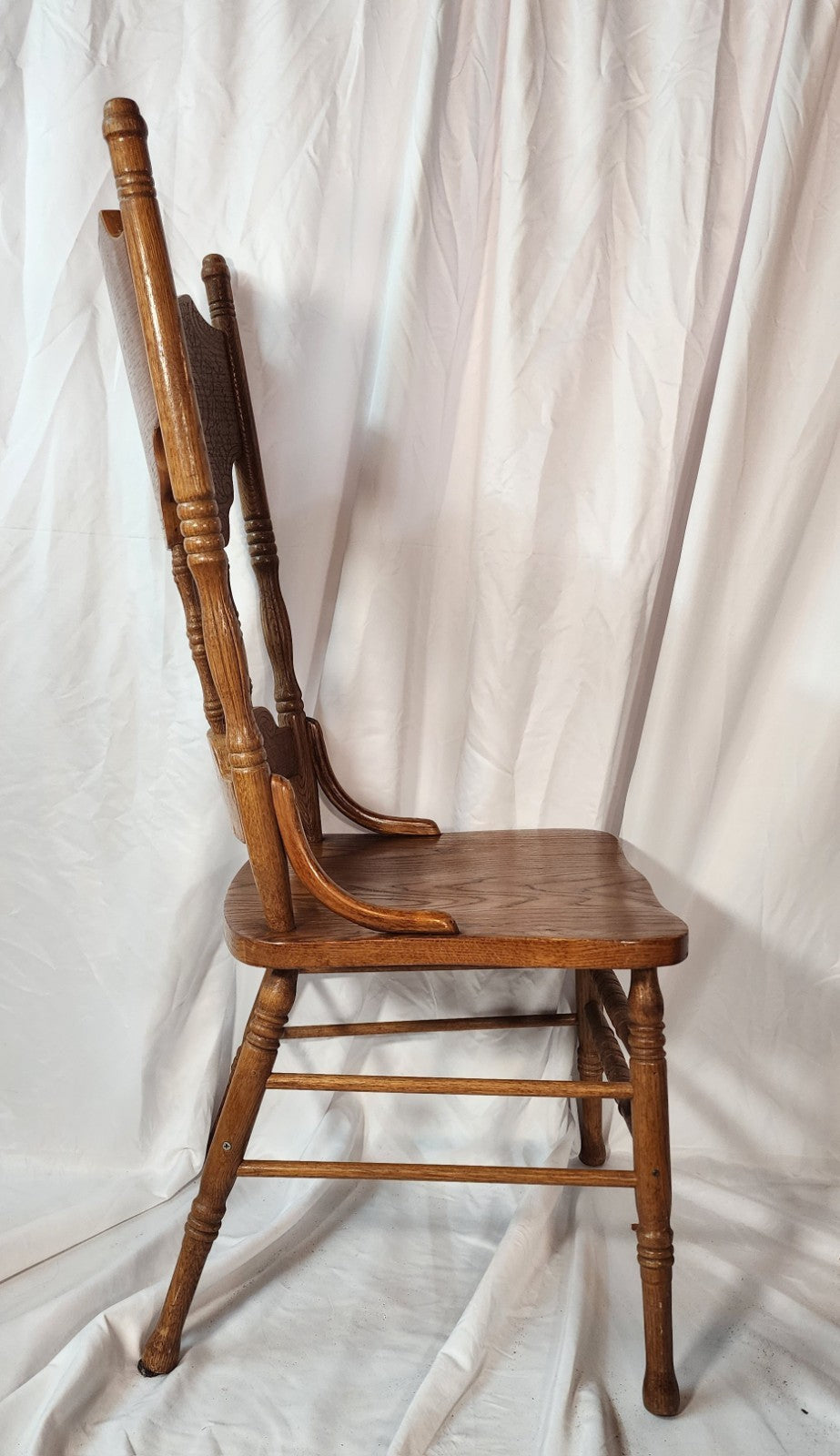 3 High End Vintage Solid Pressed Back Rustic Country Style Dining Chairs