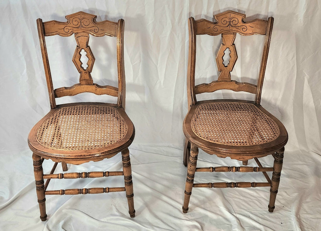 Antique Cane Chairs - Sold As A Pair