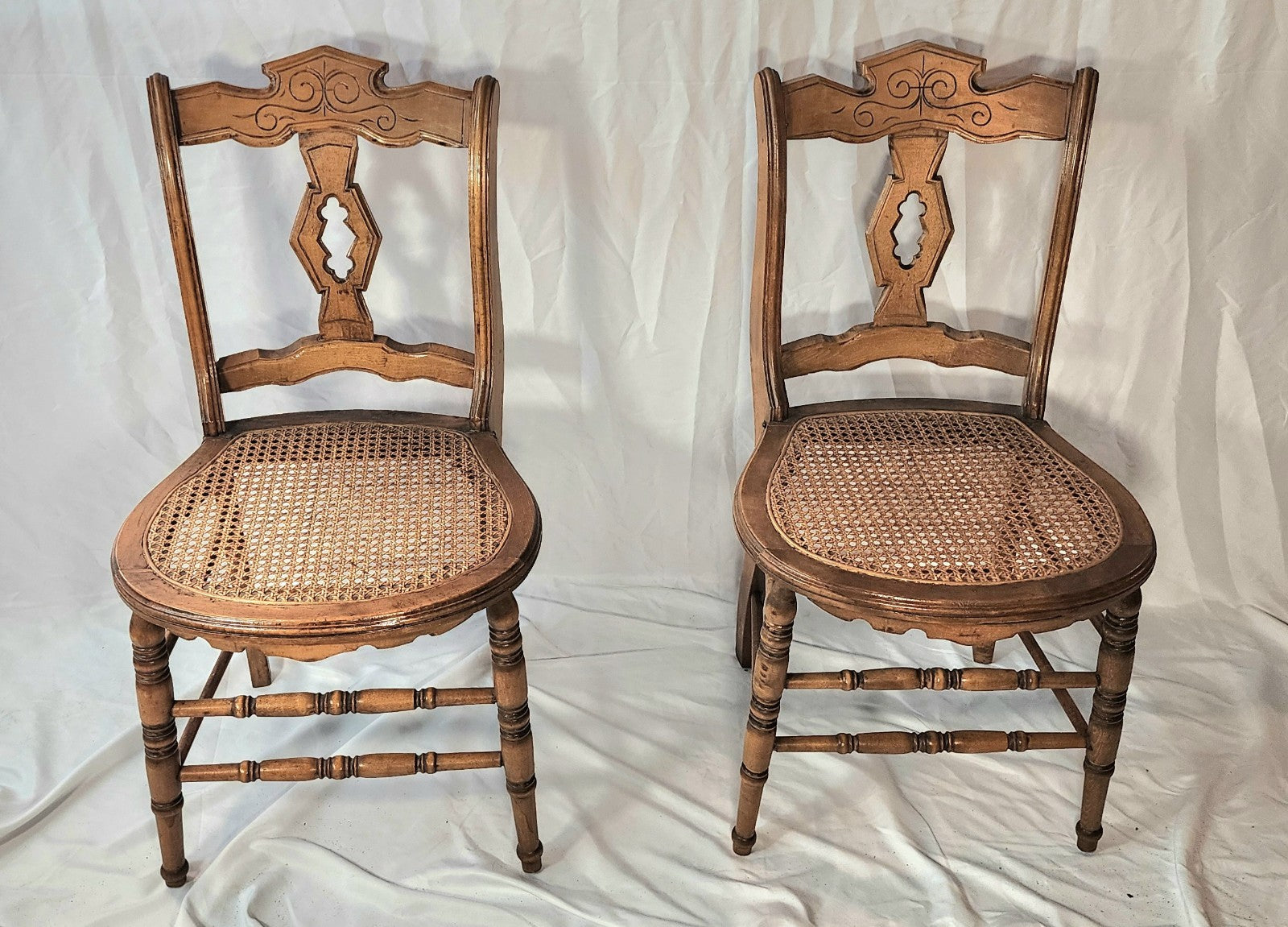 Antique Cane Chairs - Sold As A Pair