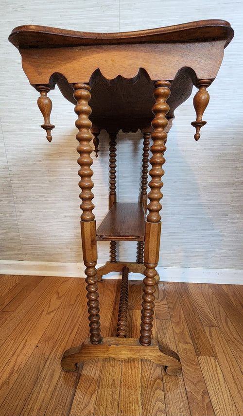 Antique Victorian Side Table With Shelf, Late 19th Century