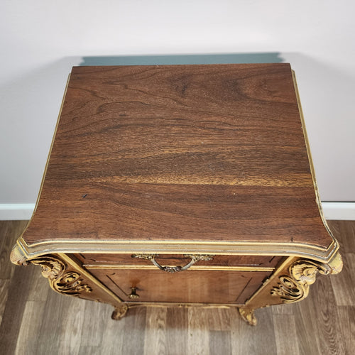 Antique Joerns Nightstand Cabinet Walnut Hand Carved French Provincial Style