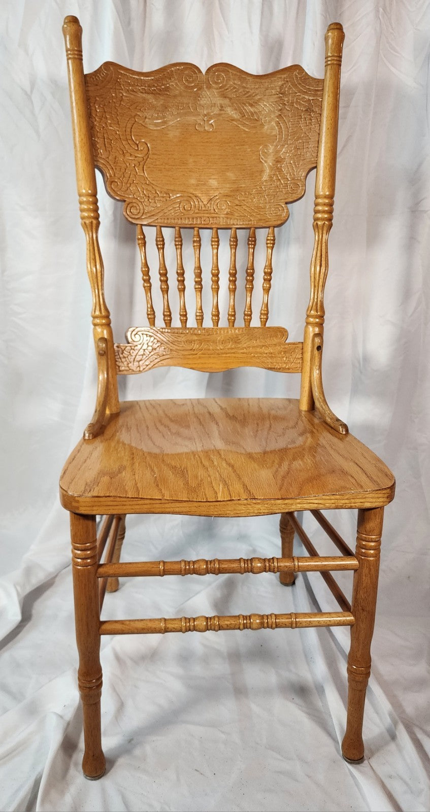 Vintage Antique Press Back Chairs Including 1 Armchair