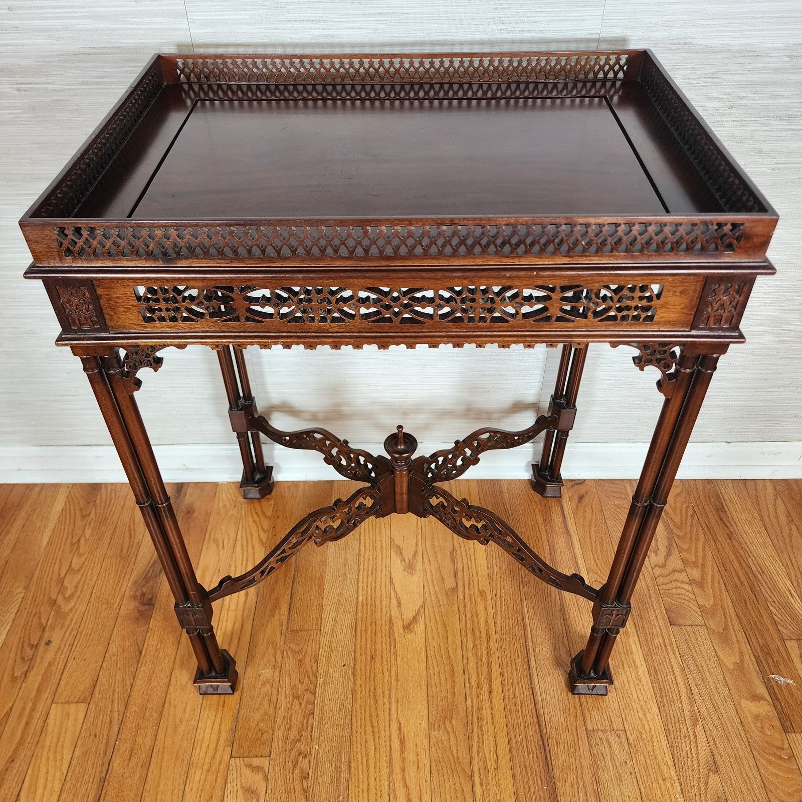 Chinese/Asian Chippendale Style Wood-Carved  Tea Table