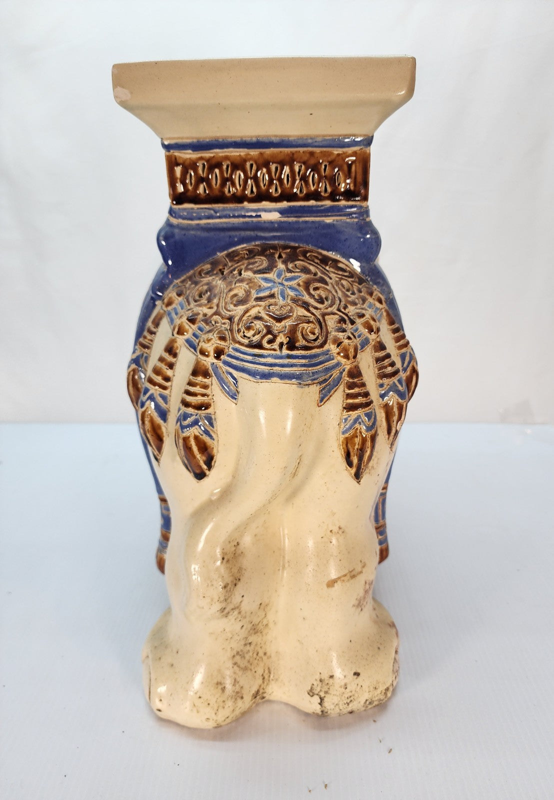 Vintage Ceramic Elephant Plant Stand Hand Painted