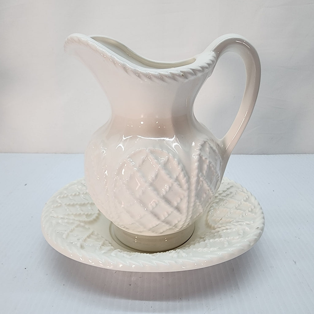 Vintage Pitcher With White Plate